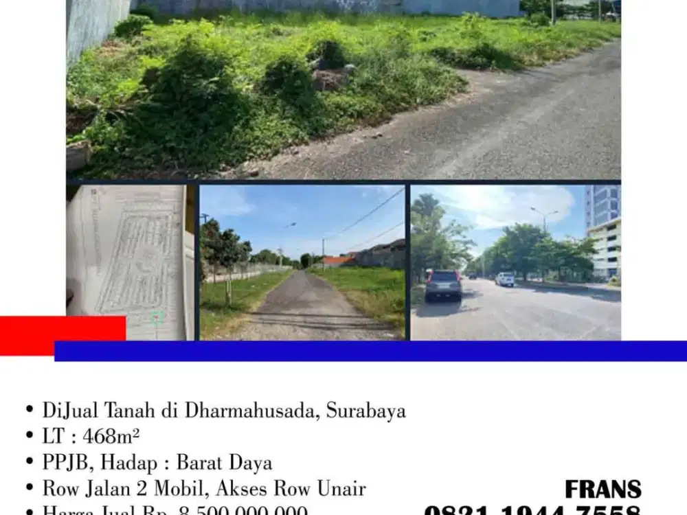 DiJual Tanah di Dharmahusada, Surabaya