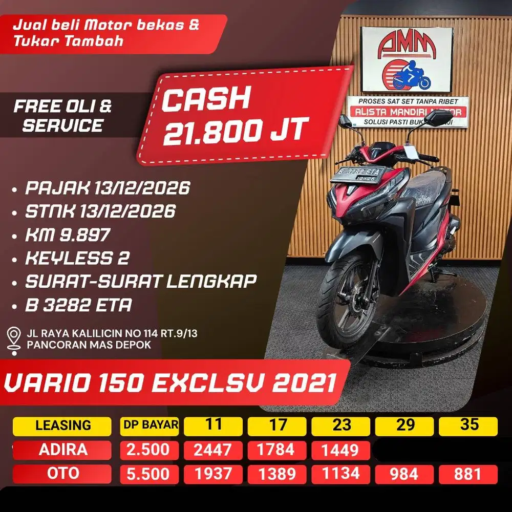 VARIO 150 EXCLSV 2021 PAJAK HIDUP REMOT 2 KM LOW CASH / KREDIT ALISTA