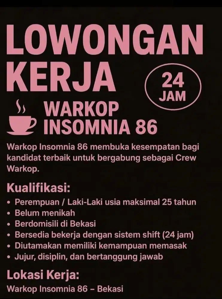 LOKER CREW WARKOP (24 JAM)