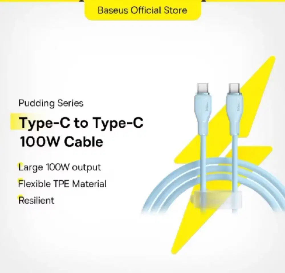 Baseus Pudding 100W Fast Charging Cable Type C to C 1,2m Biru Ori