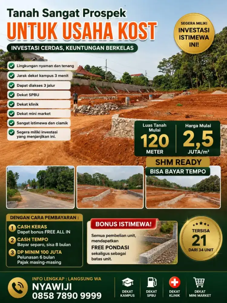 Kavling strategis kawasan kampus Unnes Semarang SHM siap bangun kost