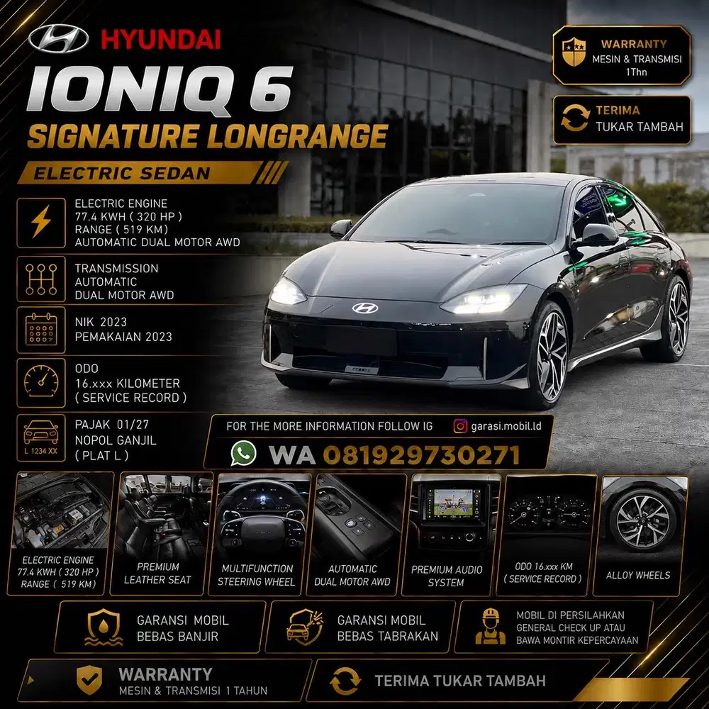 Hyundai Ioniq 6 Signature LongRange 2023 / Odo 16rbu Kilometer