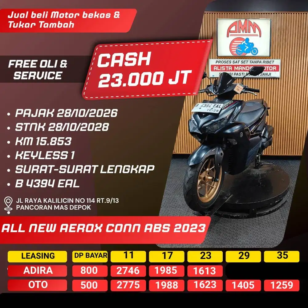 ALL NEW AEROX CONN ABS 2023 DP 500 PAJAK HIDUP CASH / KREDIT ALISTA