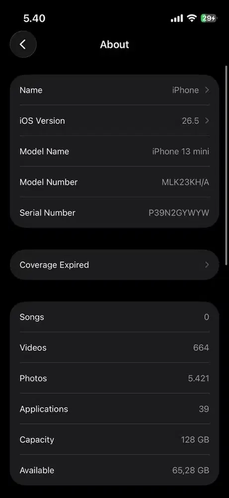 Iphone 13 mini 128gb inter