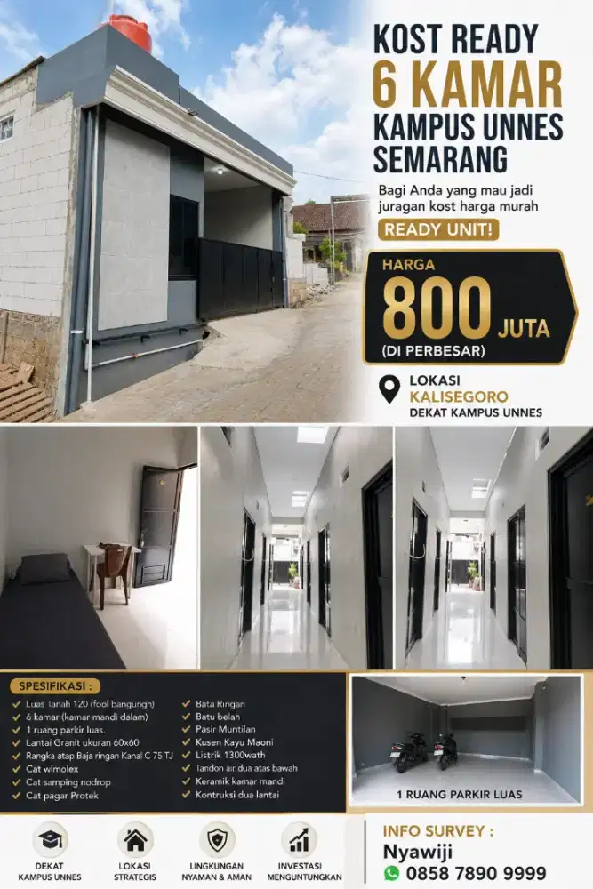 KOST SIAP HUNI STRATEGIS DEKAT KAMPUS UNNES SHM READY