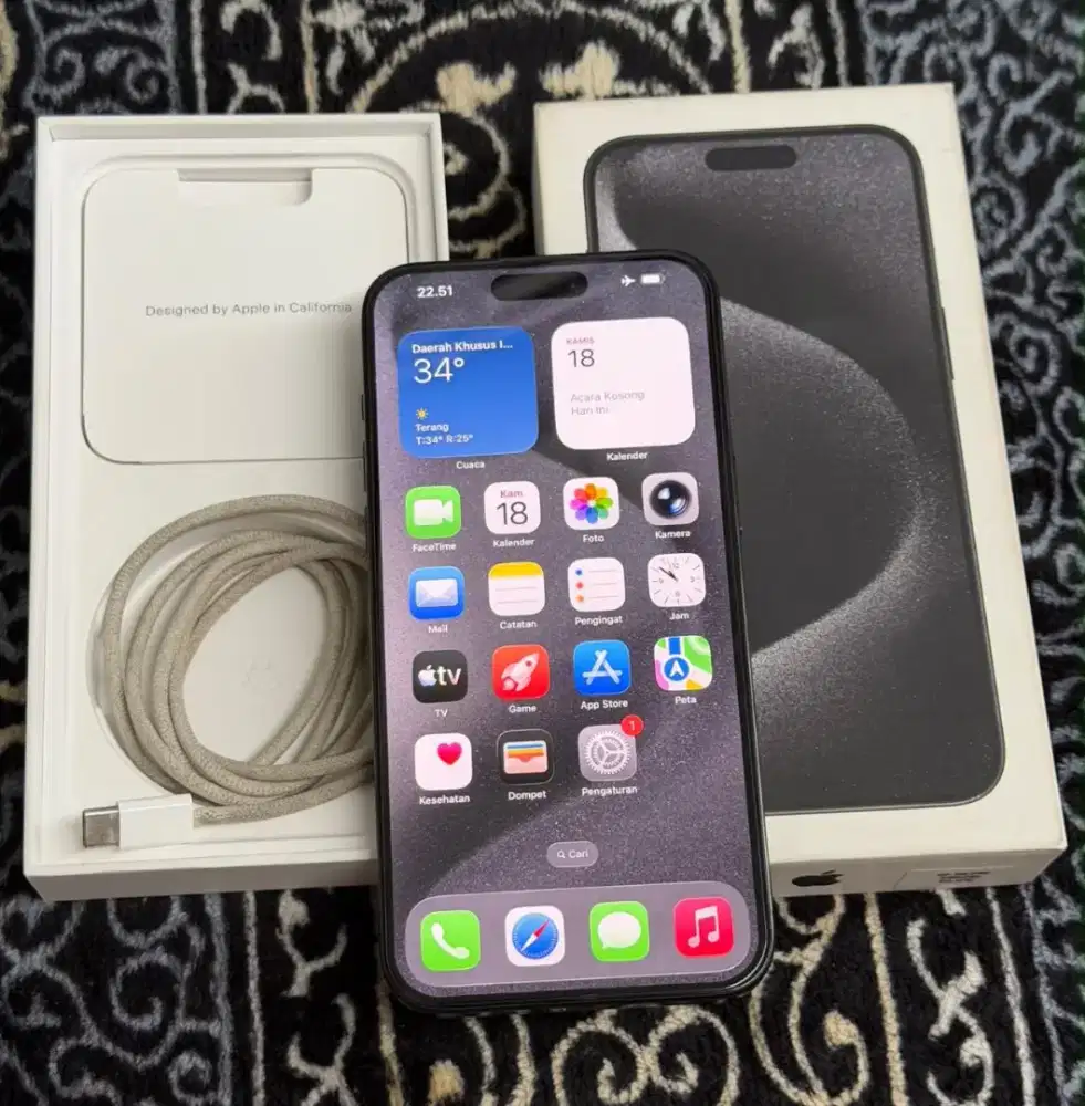 Iphone 15 Pro Max 256GB iBox Fullset Bekas Original Mulus Batre 89%