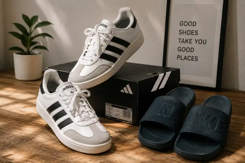 Sepatu Adidas Lifestyle Men Originals Baru and Sandal Nike Court Black