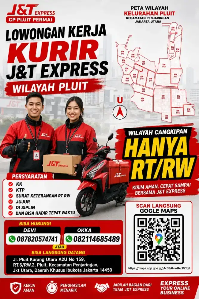 Lowongan Kurir J&T untuk area Pluit Penjaringan