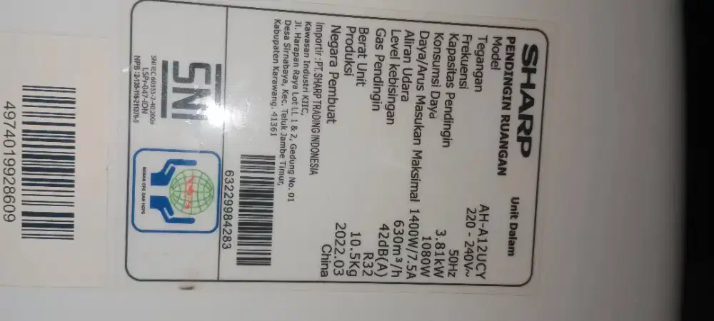 Ac bekas orisinil sharp 1.5 pk