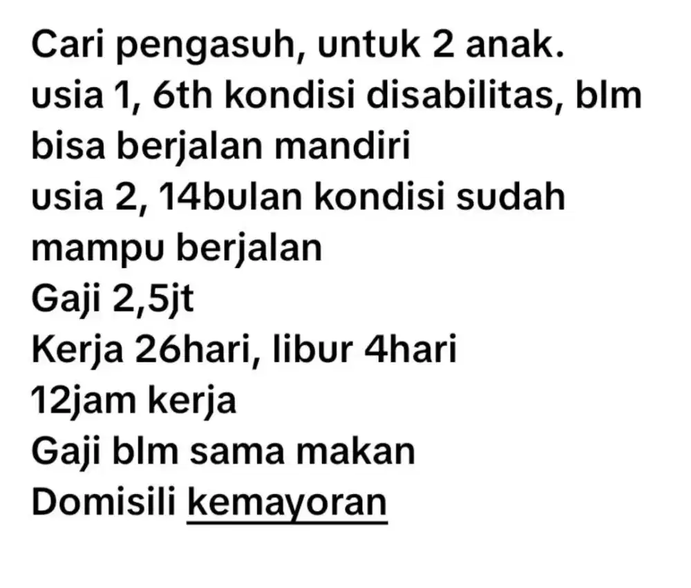 Cari pengasuh 1 untuk 2anak