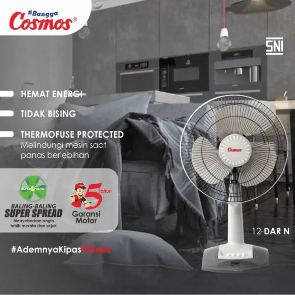 Kipas Angin Meja 12 Inch Cosmos 12 DAR N angin kencang seperti baru