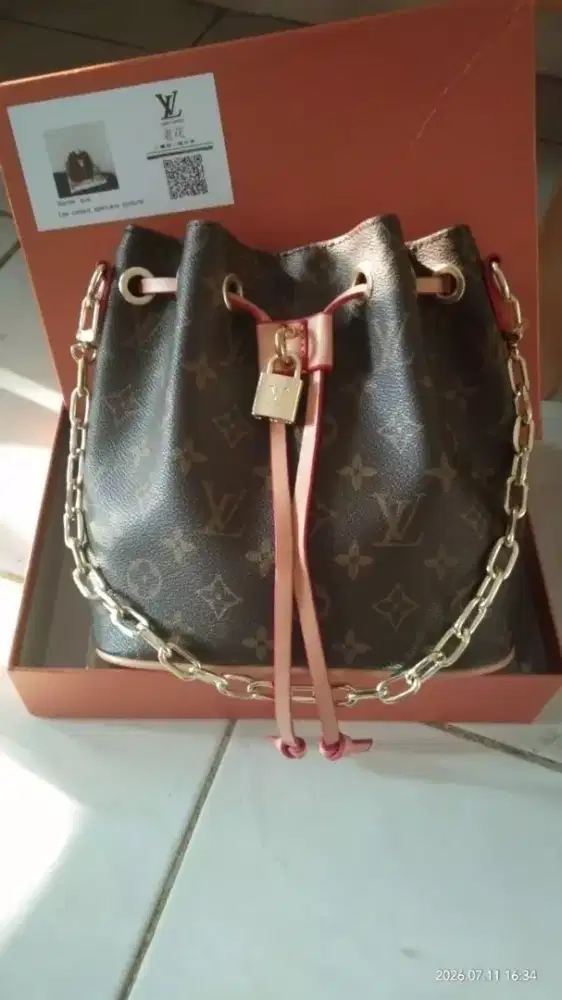 Tas serut lengkap tali panjang bisa bahu tali rantai uk 24cm