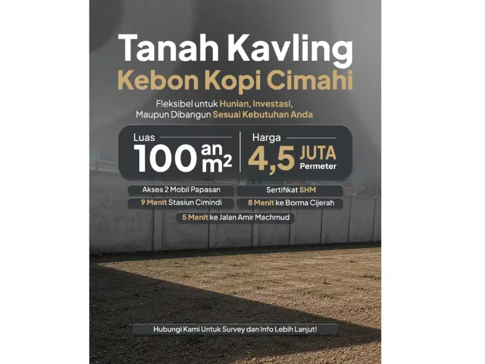 Jual Tanah Kebon Kopi Cimahi Dekat Jalan Amir Machmud