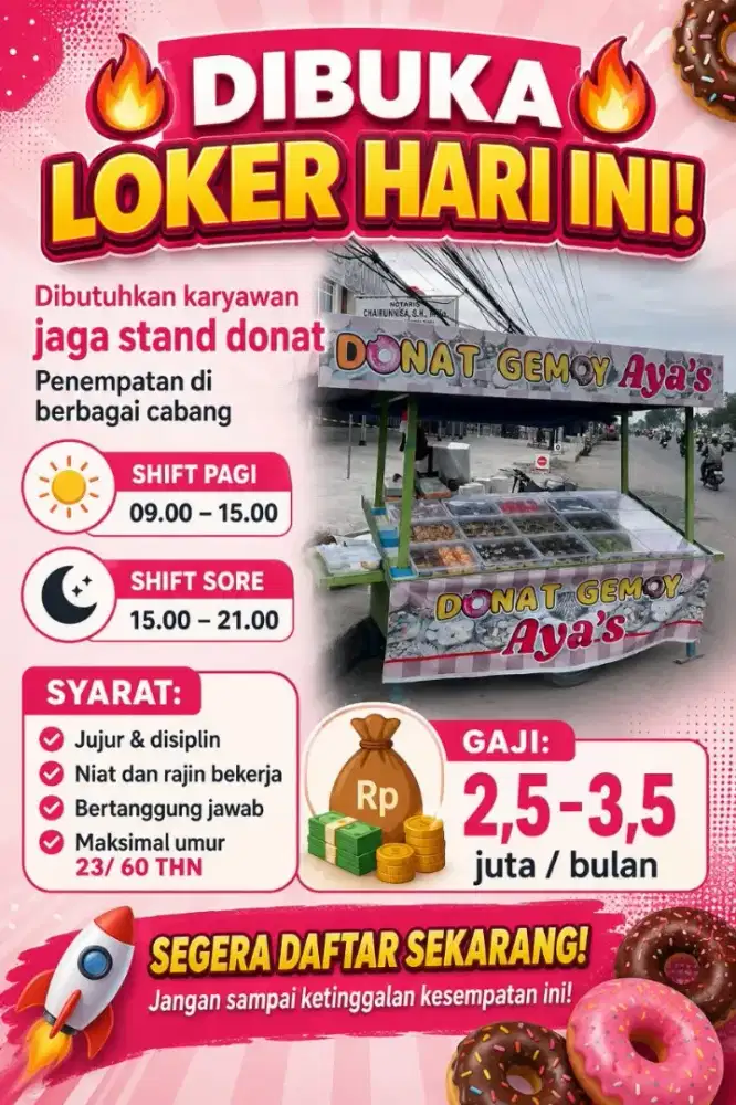 LOWONGAN KERJA JAGA STAND DONAT