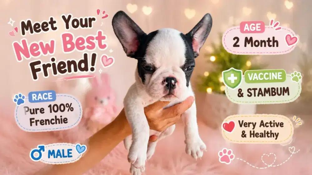French Bulldog Jantan Ras Murni 100% Frenchie