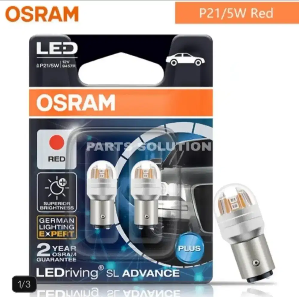Lampu Rem Stoplamp S25 Kaki 2 Merah OSRAM LED P21/5W BAY15d 9457R