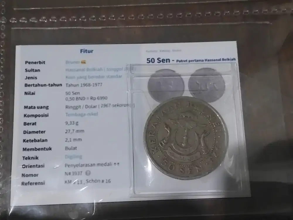 Koin langka 50 sen Brunei Darussalam 1973, 1976, 1977