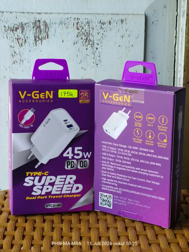 Charger Vgen 45watt Support Samsung Super Fast ( COD KULONPROGO )
