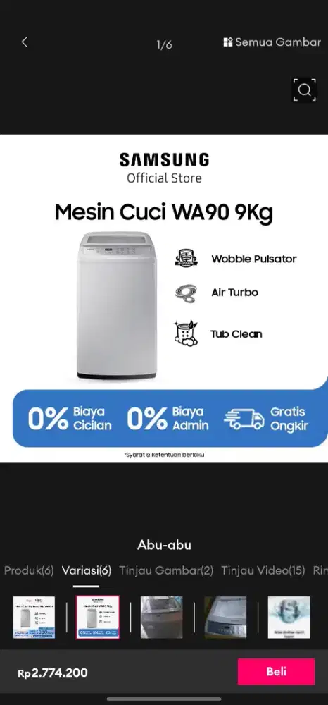 Mesin Cuci Samsung Top Loading 9 Kg | WA90H4200 SG/SE