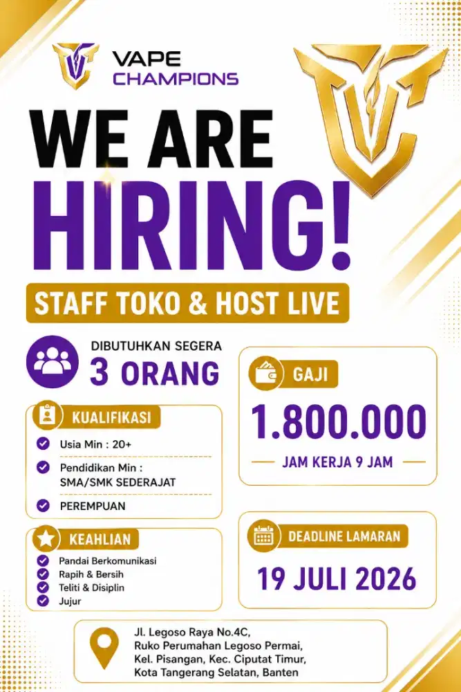 VAPE CHAMPIONS (STAFF & HOST LIVE)