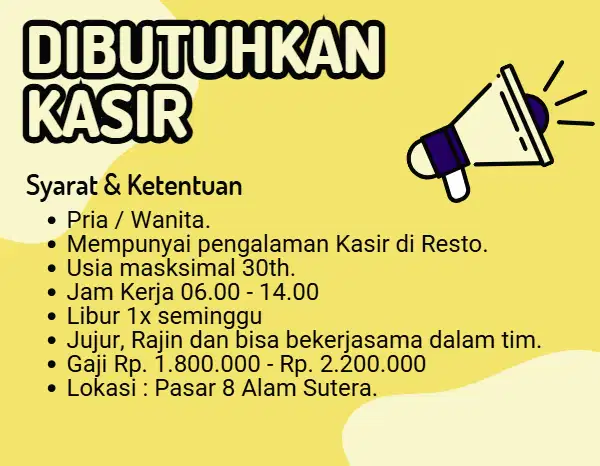 Dibutuhkan Kasir