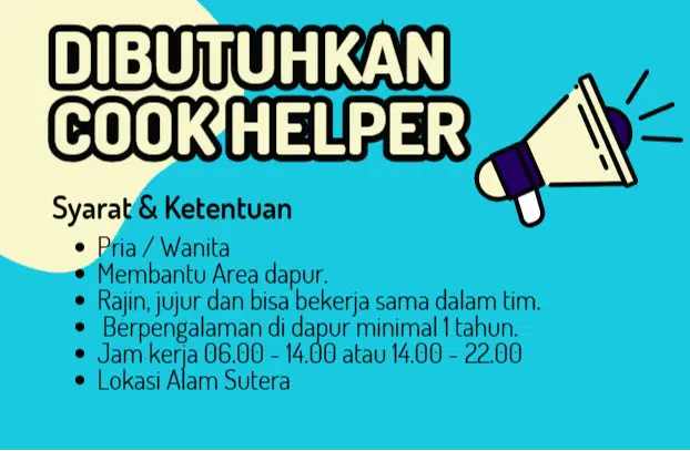 Dibutuhkan Cook Helper