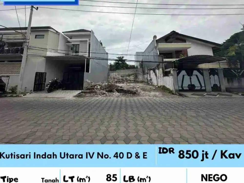 Kavling Tanah Kutisari Indah Utara IV no 40 D & E, Surabaya.