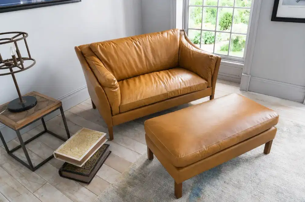Sofa 2 Seater Full Kulit Made in UK tipe Halo Reggio Leather