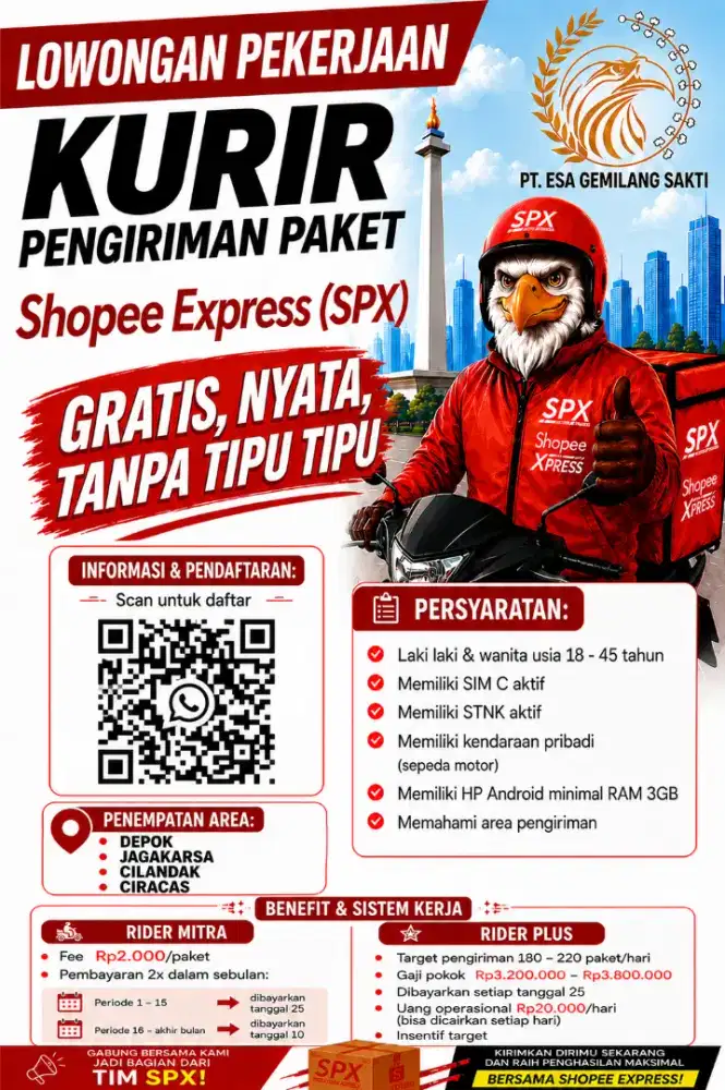 LOWONGAN KERJA SHOPEE EXSPRESS DEPOK AREA