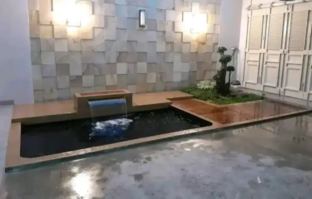 Jasa pembuatan taman minimalis dan kolam ikan koi rumput taman