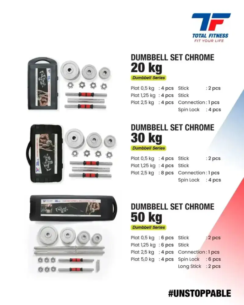 Ready Dumbble set full besi 20kg 30kg 50kg
