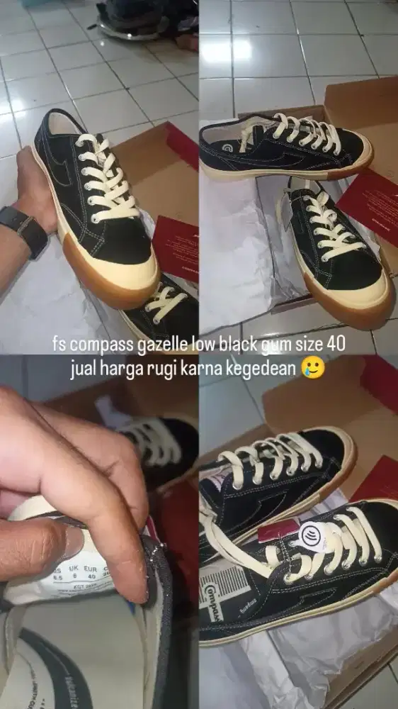 sepatu compass low black gum ori jual rugi