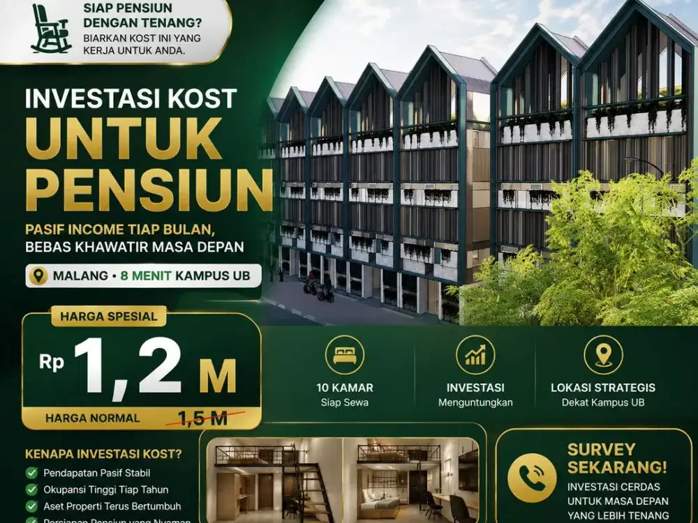Kost Modern 10 Kamar Cocok Untuk Investor Pemula