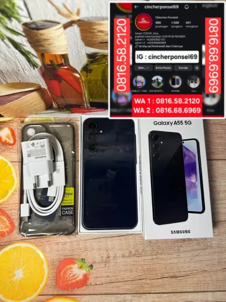 Jual hp samsung A55 5G 8/256 likenew istimewa grns resmi  free ADAPTOR