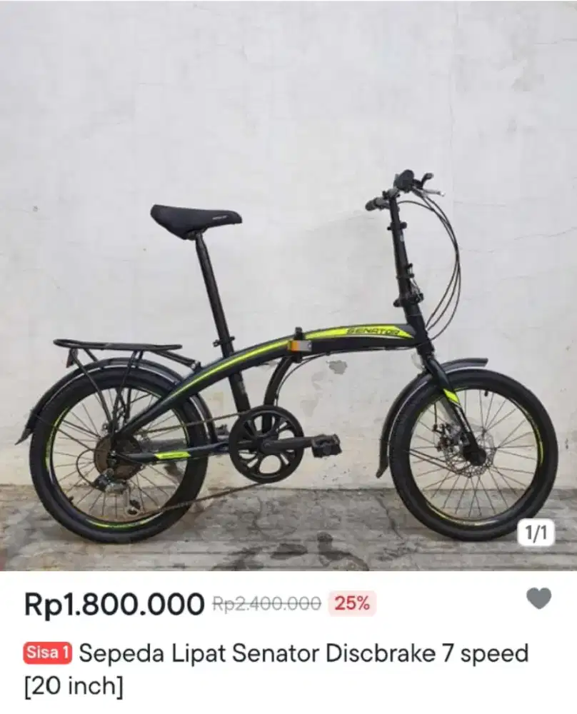 Sepeda Lipat Senator 7 speed cakram