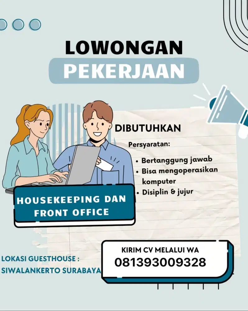 Urgent…!!! Lowongan kerja guesthouse