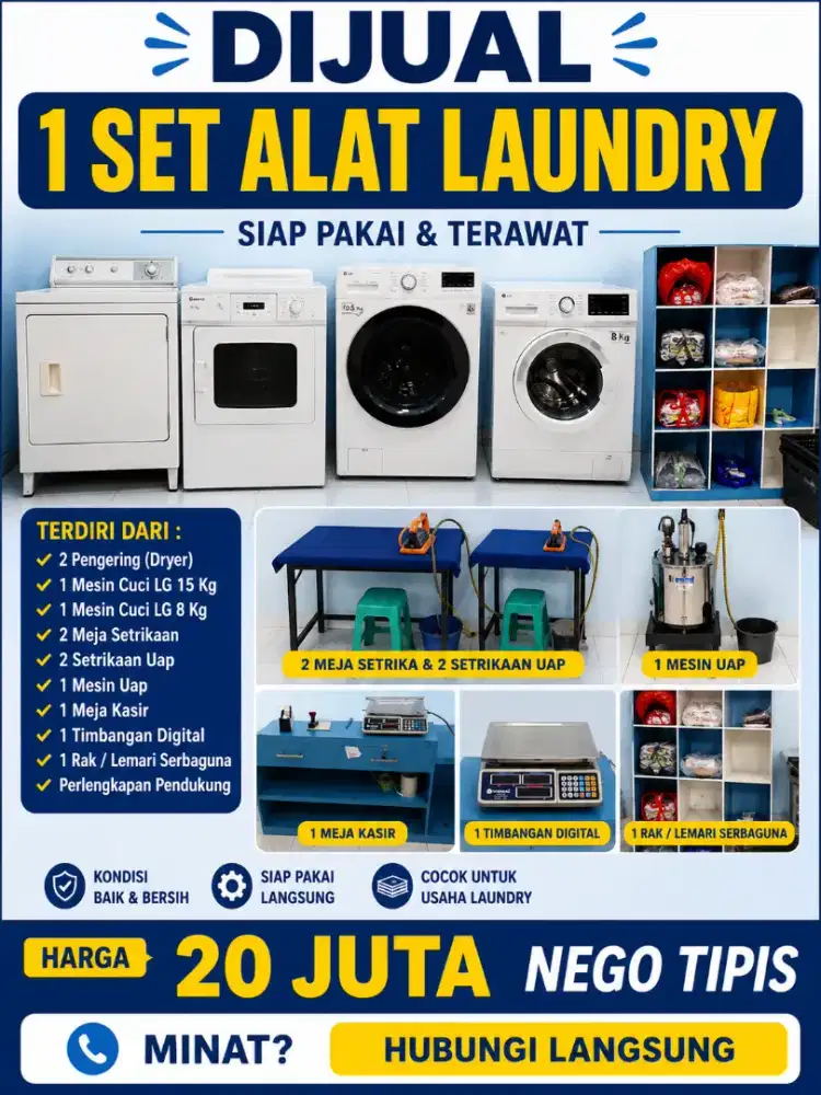 1 Set Alat Laundry Lengkap Siap Pakai - Rp20 Juta Nego