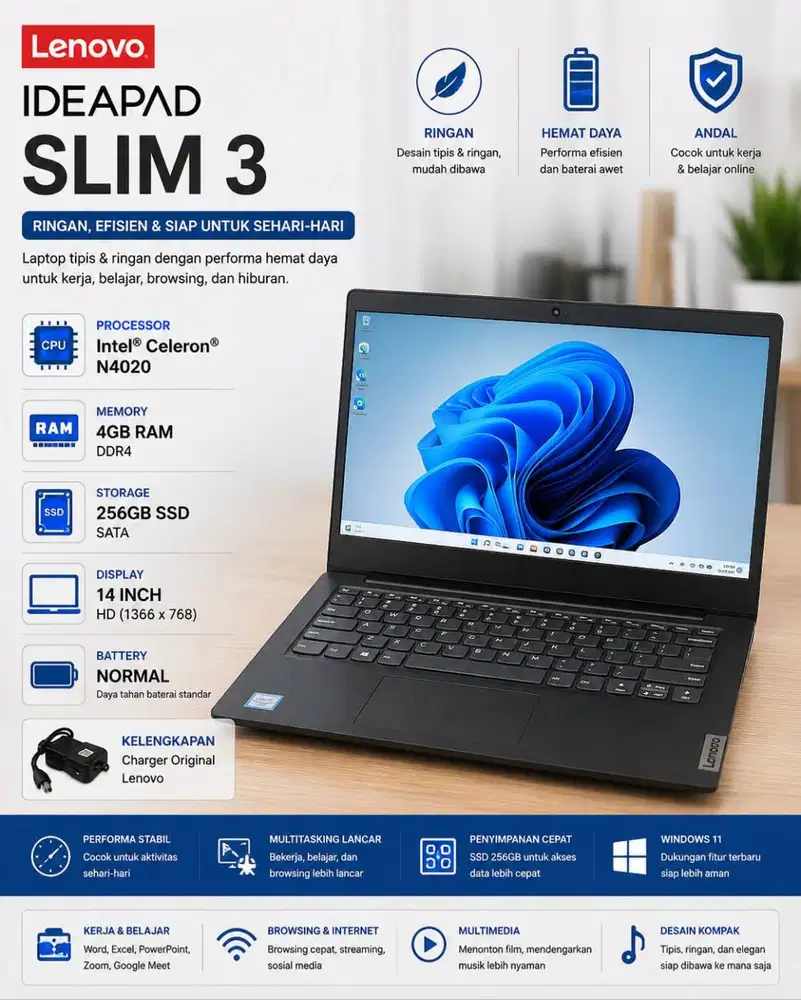 LAPTOP SEKOLAH LENOVO MURAH SSD NGEBUT