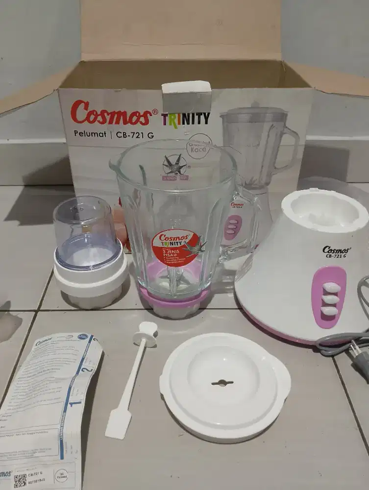 Blender 1,5 L merek COSMOS warna pink lengkap garansi