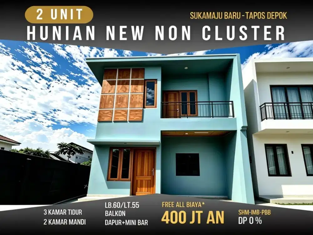 2 Unit Hunian Promo Siap Huni Dekat Gerbang Tol Cisalak dan LRT Harjamukti Depok