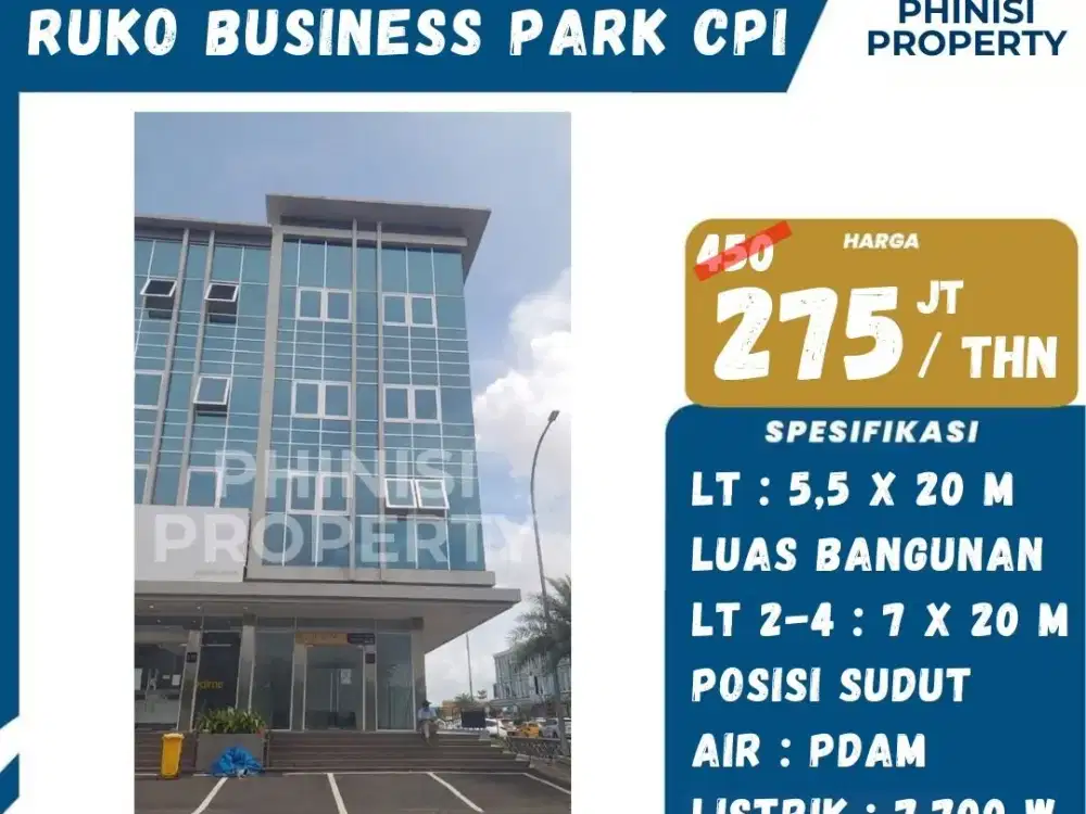 DISEWAKAN RUKO BUSINESS PARK CITRALAND CPI POSISI DEPAN dan SUDUT