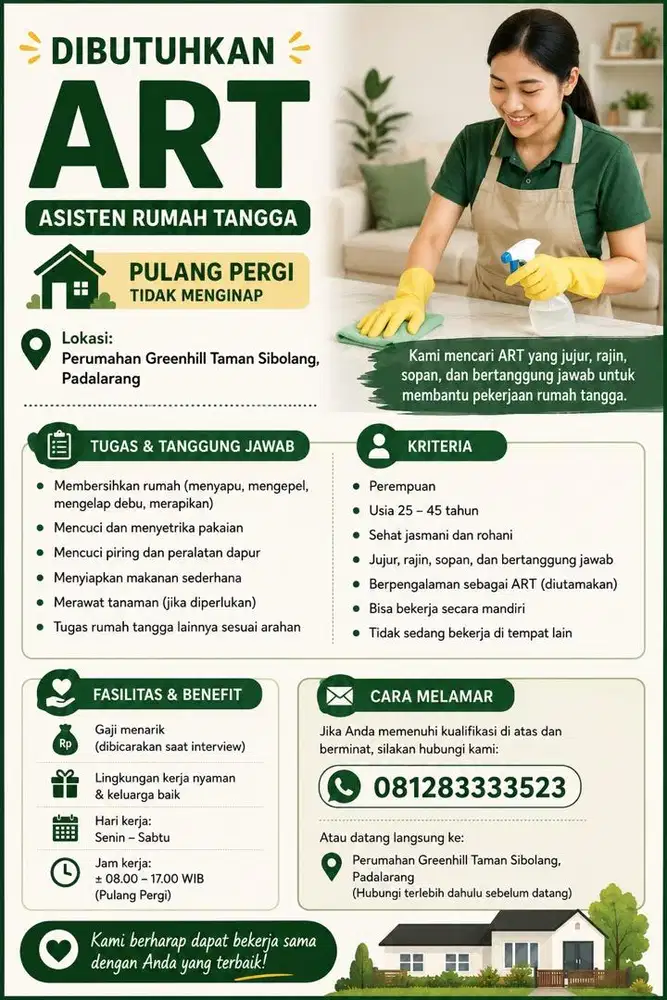 Lowongan Pekerjaan ART Pulang Pergi