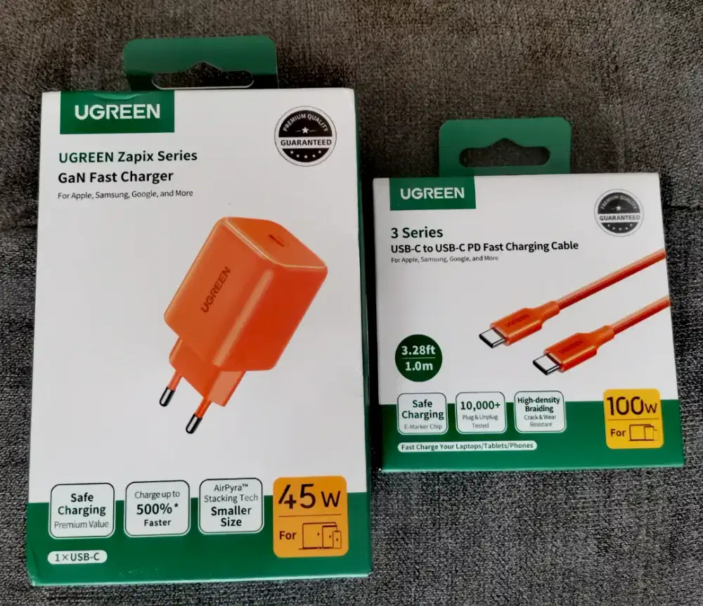 Charger ugreen 45 watt + kabel c to c