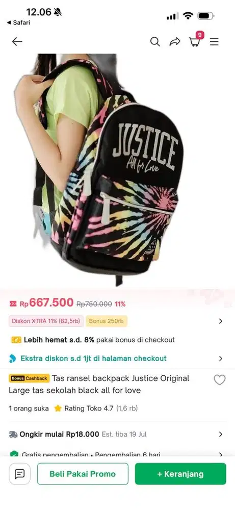 Tas sekolah justice original