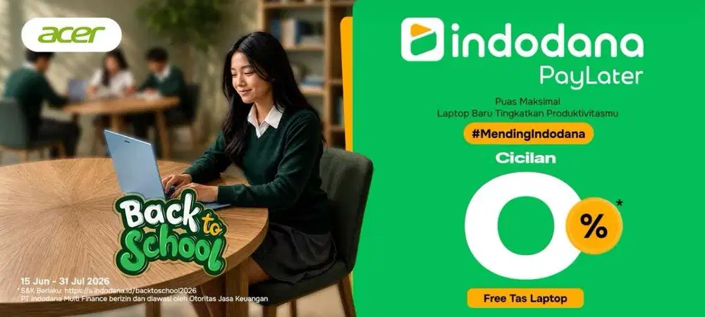 Cicilan laptop 2 kali bebas cicilan.