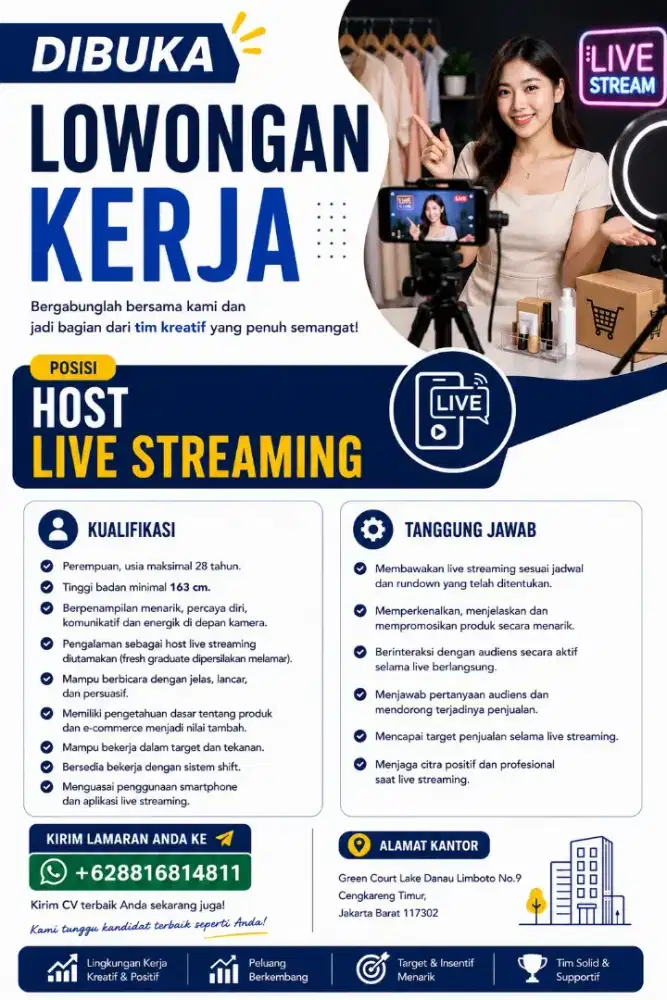 Lowongan untuk hostt live dan manager operasional