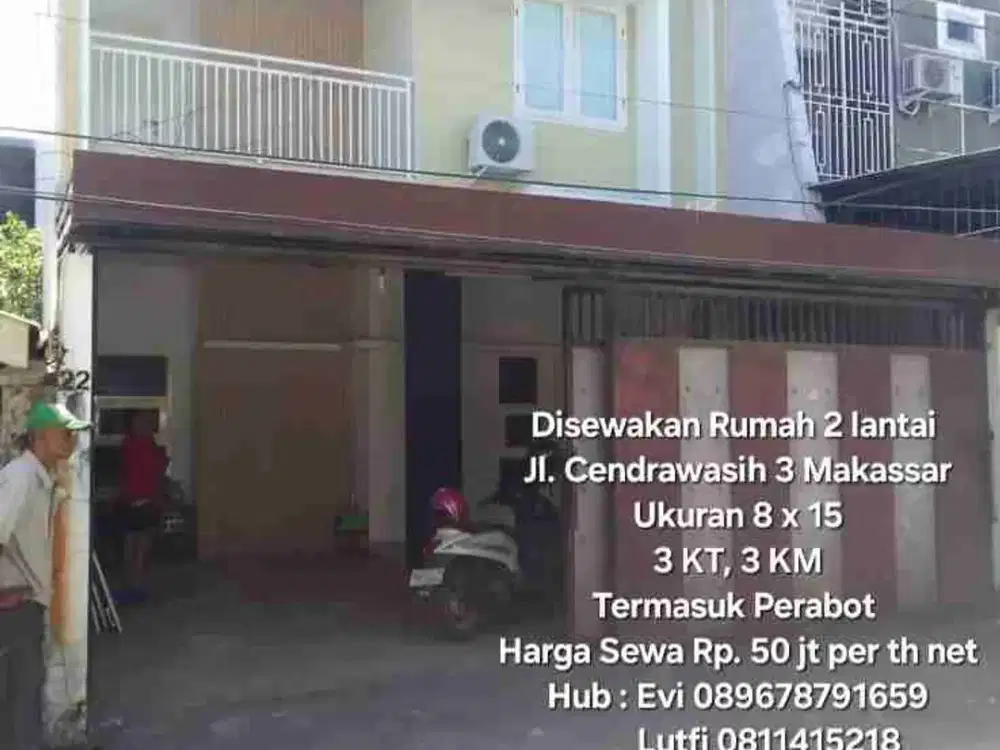 Dijual & Disewakan Rumah 2 lantai di Jl. Cendrawasih III Makassar