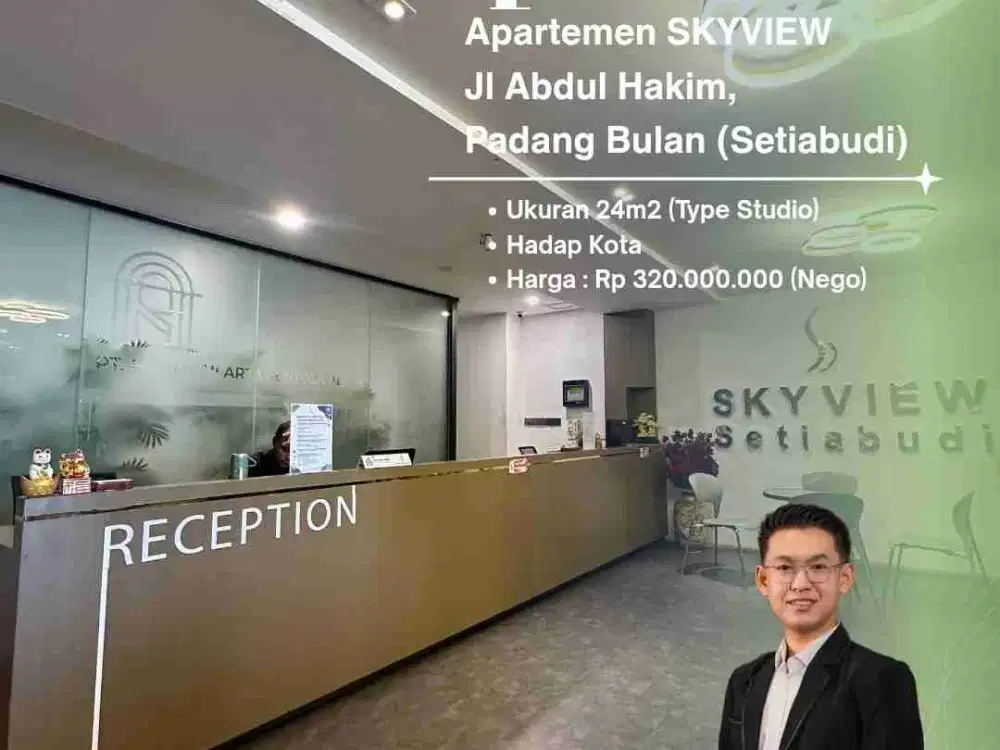 DIJUAL APARTMENT TYPE STUDIO FURNISHED DI SKYVIEW RESIDENCE JL ABDUL HAKIM, PADANG BULAN - SETIABUDI