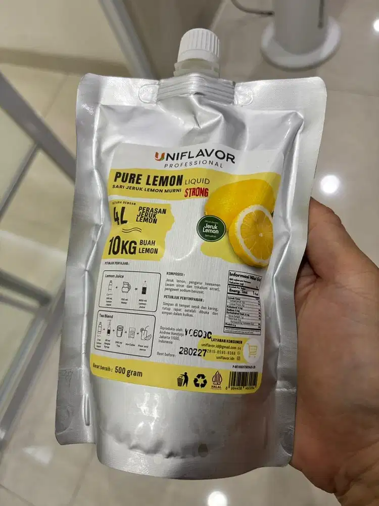 Uniflavor pure lemon 500 gram sari jeruk lemon murni