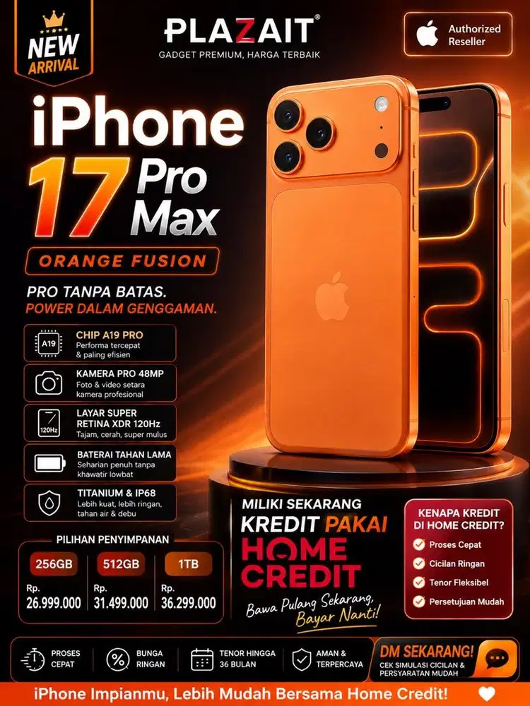 iPhone 17 Pro Max Orange Fusion | Bisa Kredit Home Credit